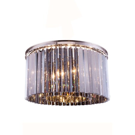 Elegant Lighting Sydney 8 light Polished nickel Flush Mount Silver Shade (Grey) Royal C 1208F26PN-SS/RC